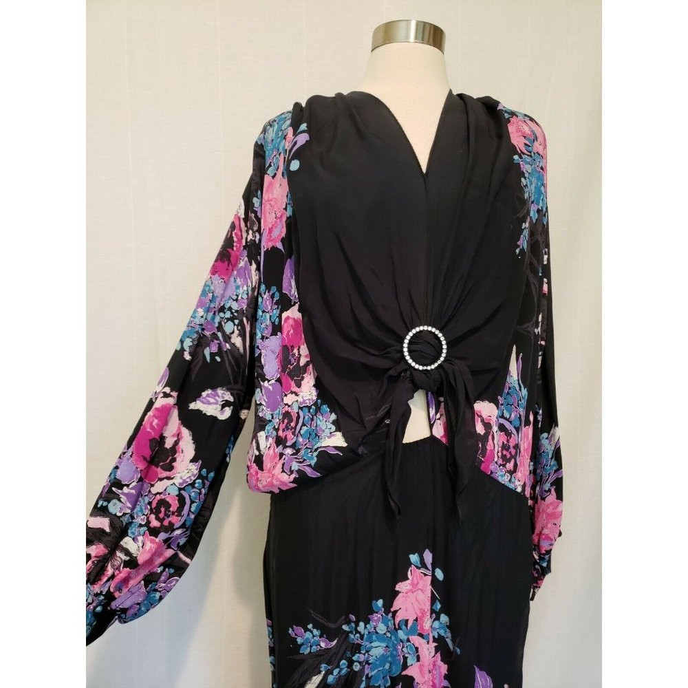 Vintage Black Floral Maxi Dress - Picture 2 of 7